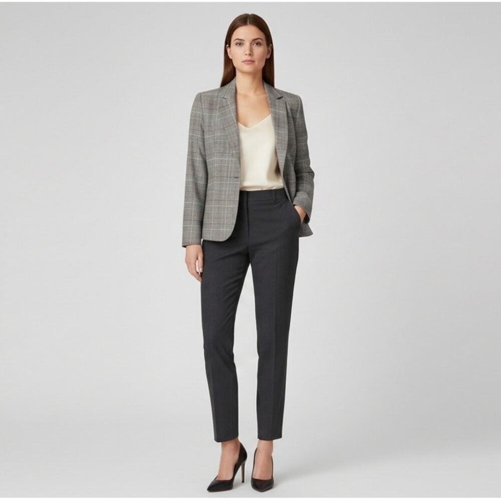 Zara Gray Glen Plaid Blazer Size 10 Single Button Pocket Office Wear Business